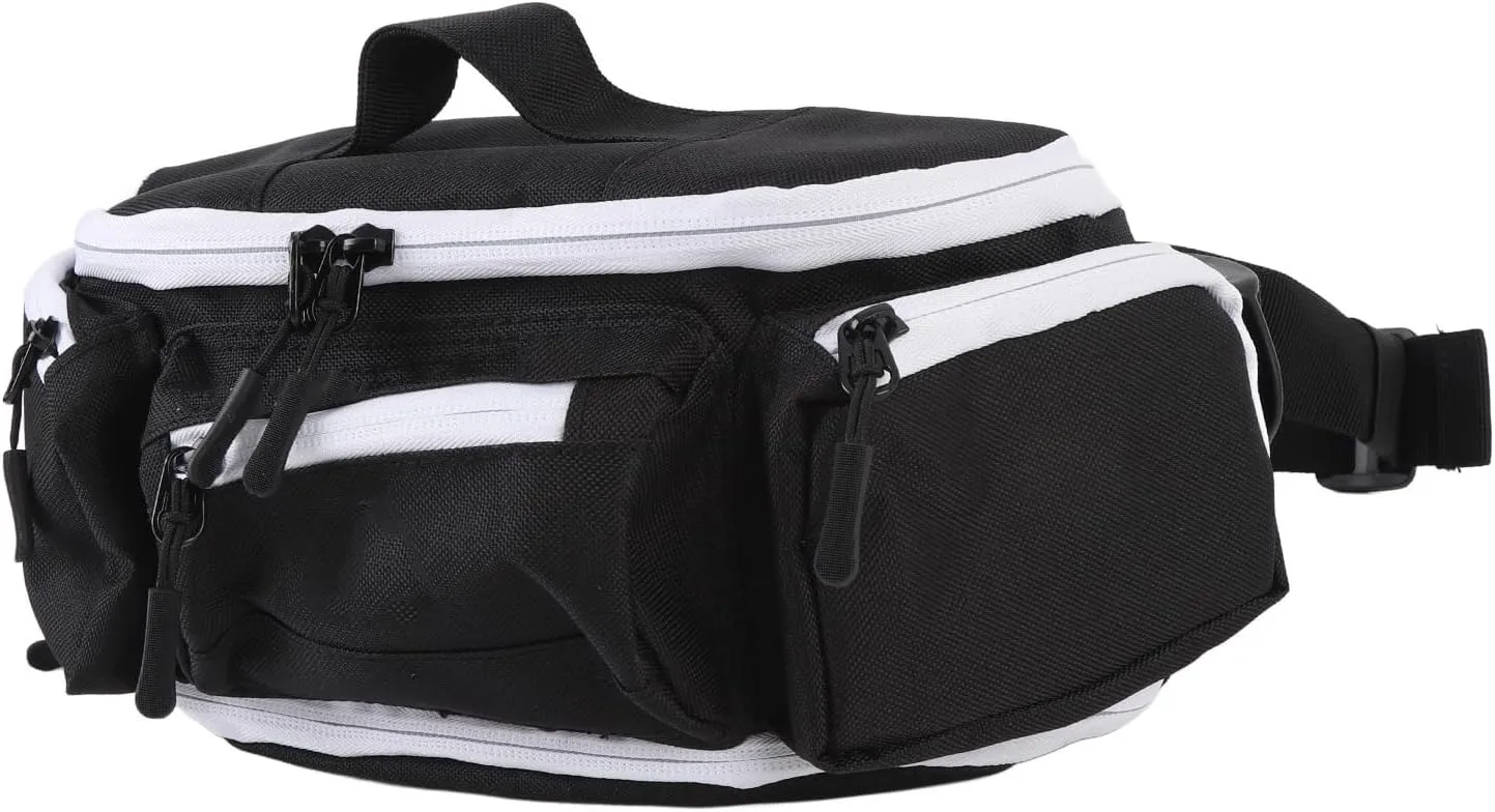 Fanny Pack Waist Pack, Waist Bag Hiking Travel Essentials for Women Men Belt Bag, Partition Storage Adjustable Belt Waist Pack for Hiking Running Travel Cycling (Black and White)