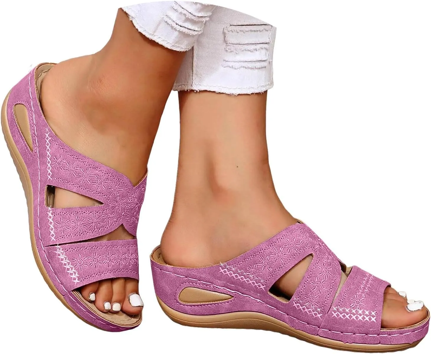 Fanyil Women's Comfy Orthotic Sandals, Womens Platform Sandals Comfortable Dressy Slides Sandal Vacation Beach Shoes