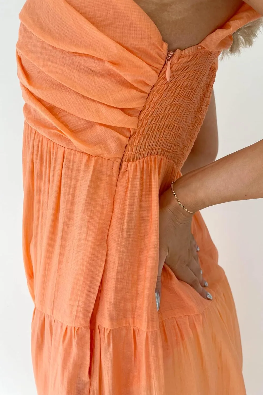 FEORJGP Women Bohemian Loose Fit Maxi Dress Boho V-Neck Puff Short Sleeve Midi Dress Ruffle Tiered Flowy Long Dress Beachwear