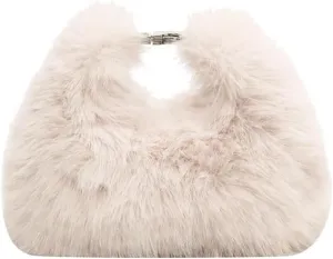 Fluffy Tote Bag for Women, Small Winter Soft Fuzzy Purse, Cute Faux Fur Bag, Plush Shoulder Bag Hobo Bag Handbag