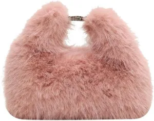 Fluffy Tote Bag for Women, Small Winter Soft Fuzzy Purse, Cute Faux Fur Bag, Plush Shoulder Bag Hobo Bag Handbag