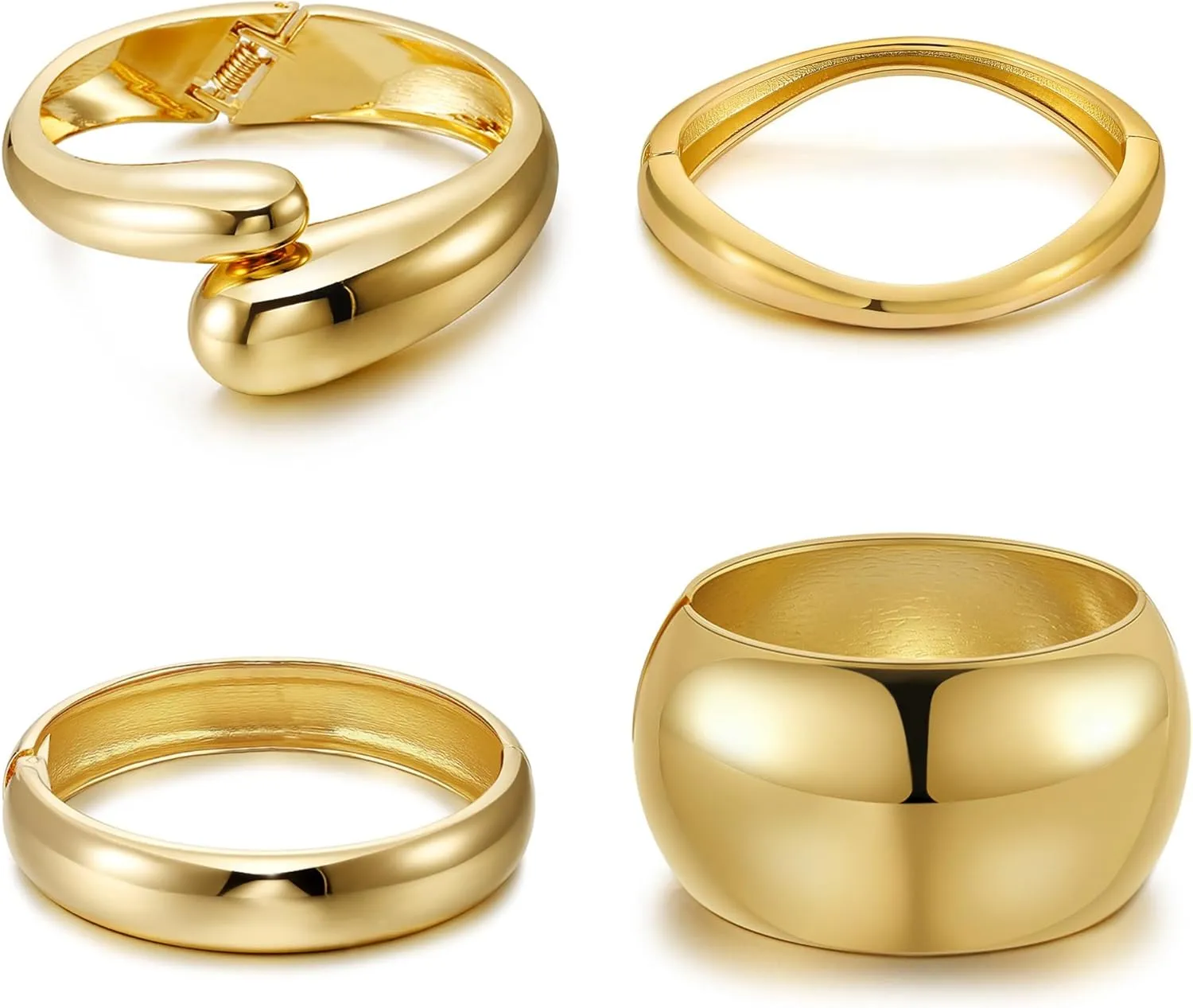 Gold Bangle Bracelets for Women Wide Hinged Twist Wrap Arm Cuff Trendy Thick Bracelet Jewelry