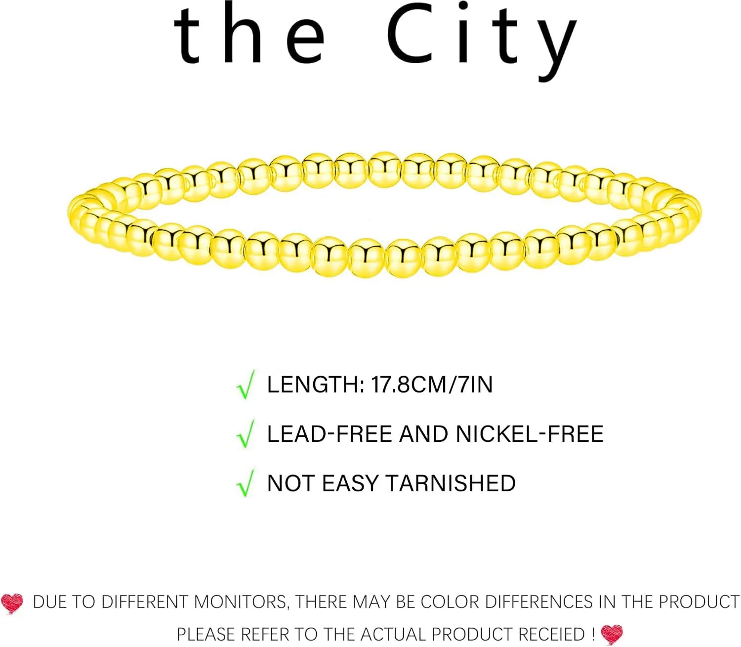 Gold Beaded Bracelets for Women, 14k Gold Plated Bead Bracelets Hypoallergenic Stackable Bracelets Dainty Gold Stretch Bracelets for Women Trendy Jewelry Birthday Christmas Gifts for Women