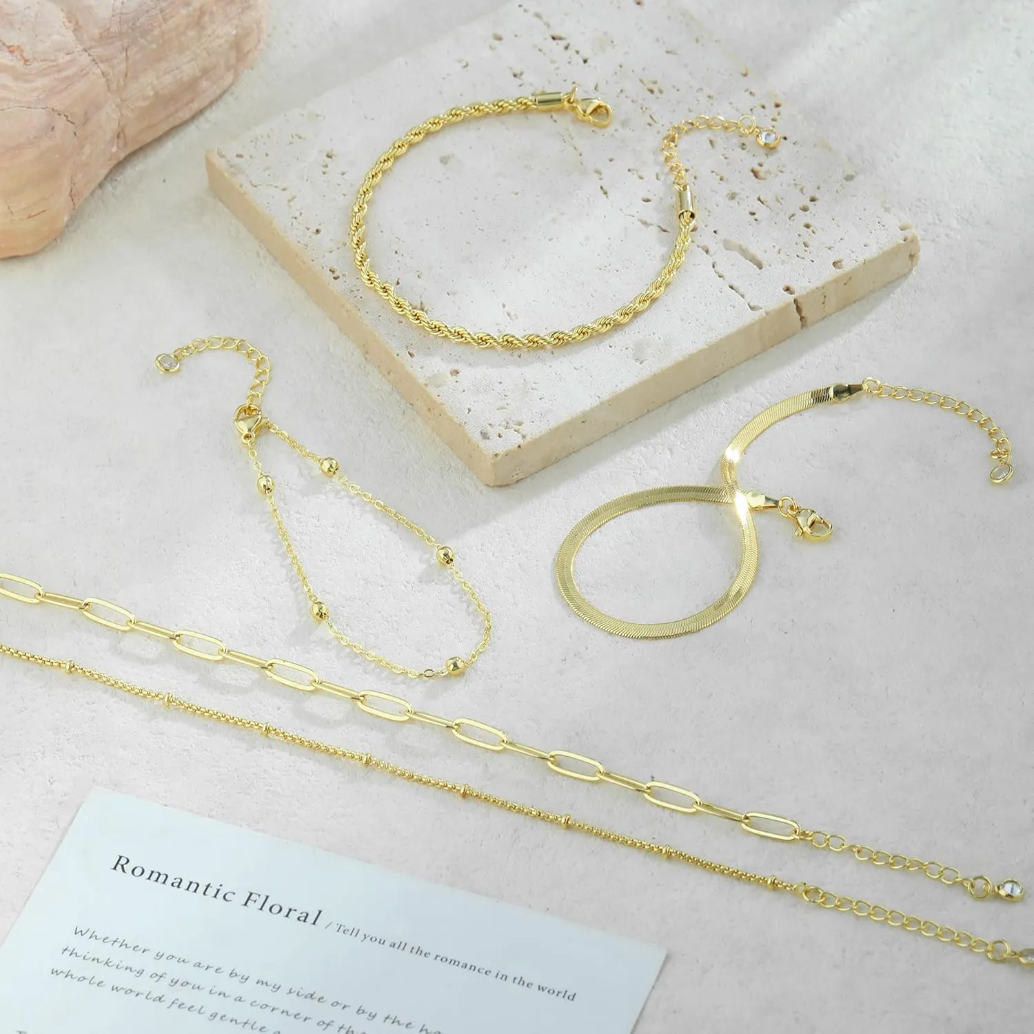 Gold Bracelets for Women Waterproof, 14K Real Gold Jewelry Trendy Thin Dainty Stackable Bracelet Pack Fashion Accessories Gifts for Womens Dainty Bracelets Silver Jewelry Gifts for Women Christmas
