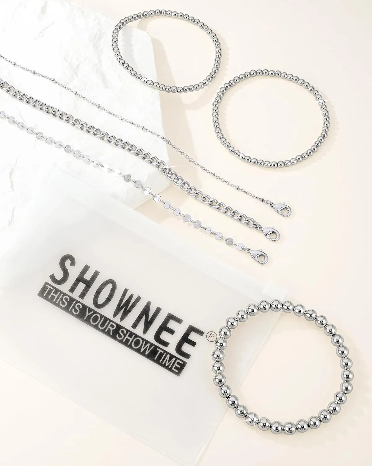 Gold Chain Bracelets Set for Women - 14K Gold Plated Dainty Cuban Link Bracelet Stack Non Tarnish Figaro Herringbone Paperclip Beaded Bracelet Pack Jewelry Gifts for Women