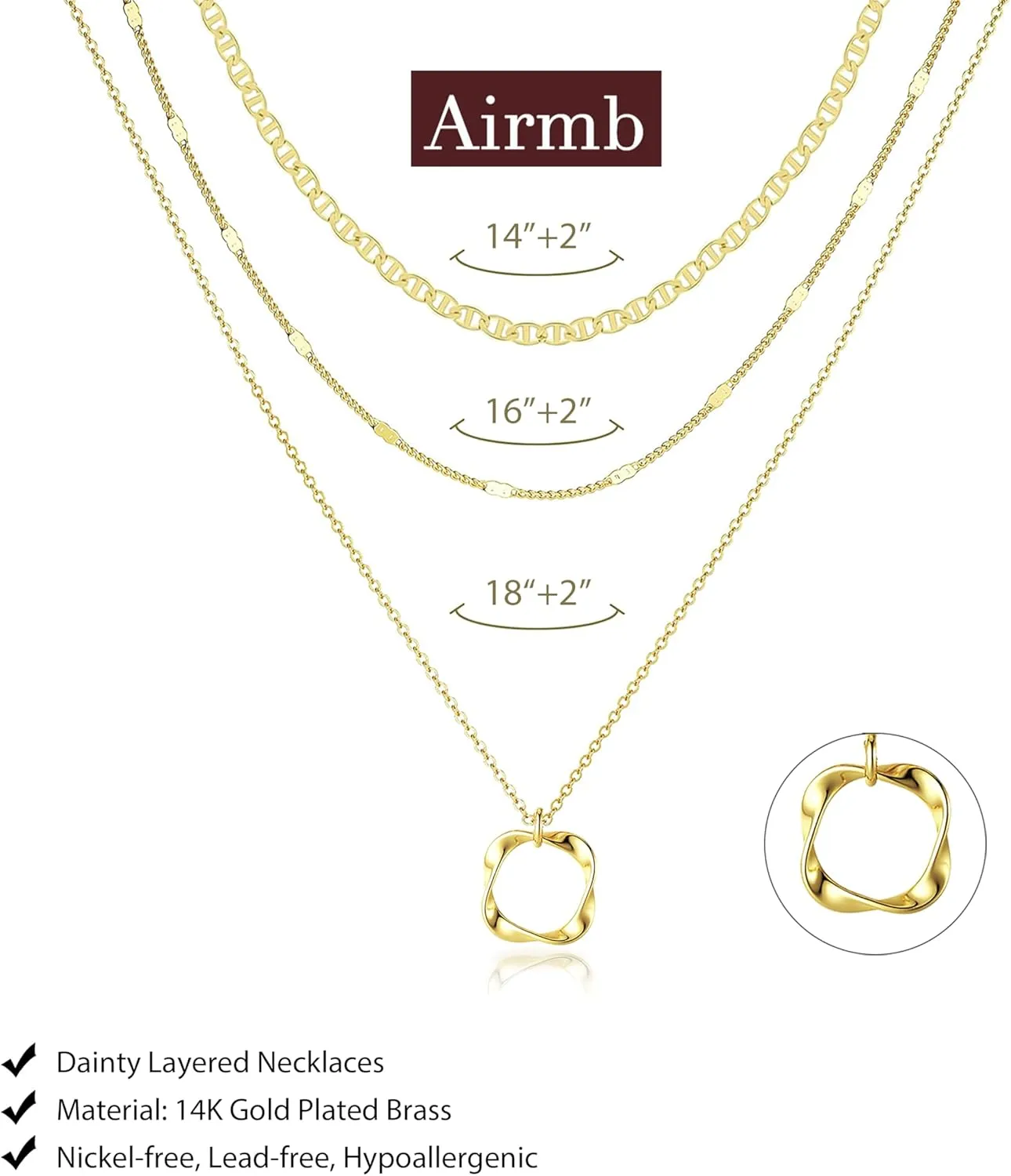 Gold Layered Necklaces for Women 14k Gold Plated Dainty Stackable Choker Necklaces for Women Trendy Layering Circle Paperclip Chain Cute Pendant Necklace Set Gold Jewelry for Women