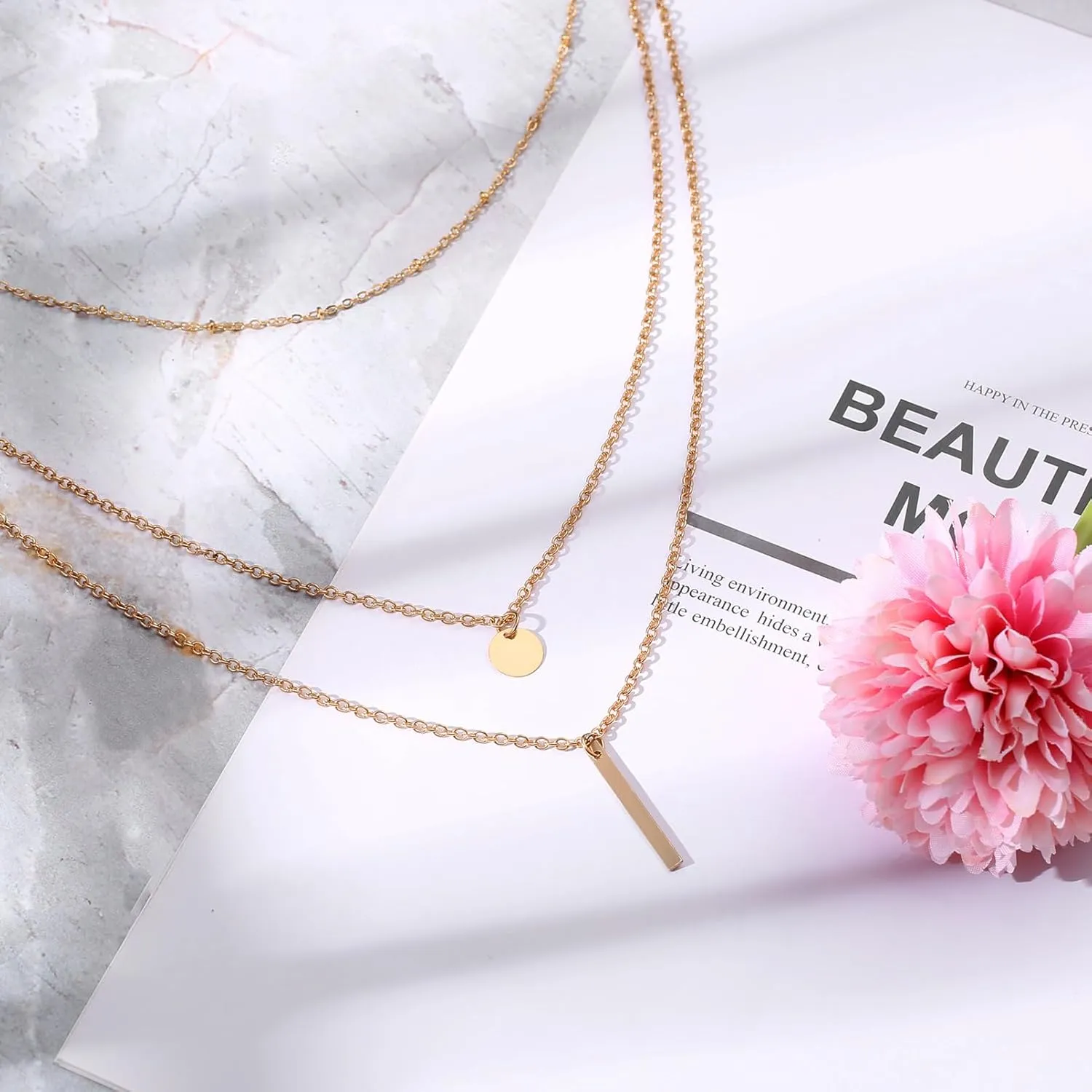 Gold Necklace for Women Initial Necklaces,Crystal Gold Chain Gemstone Name Necklace, Letter Personalized Pendant Necklaces Crystal Necklace