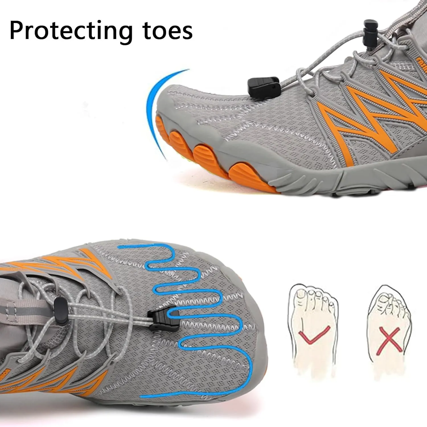 GUNIYIFS Walking Water Shoes Men Hike Barefoot Shoes Women Wide Toe Box Non-Slip Quick Dry Breathable Outdoor Athletic Footwear Beach