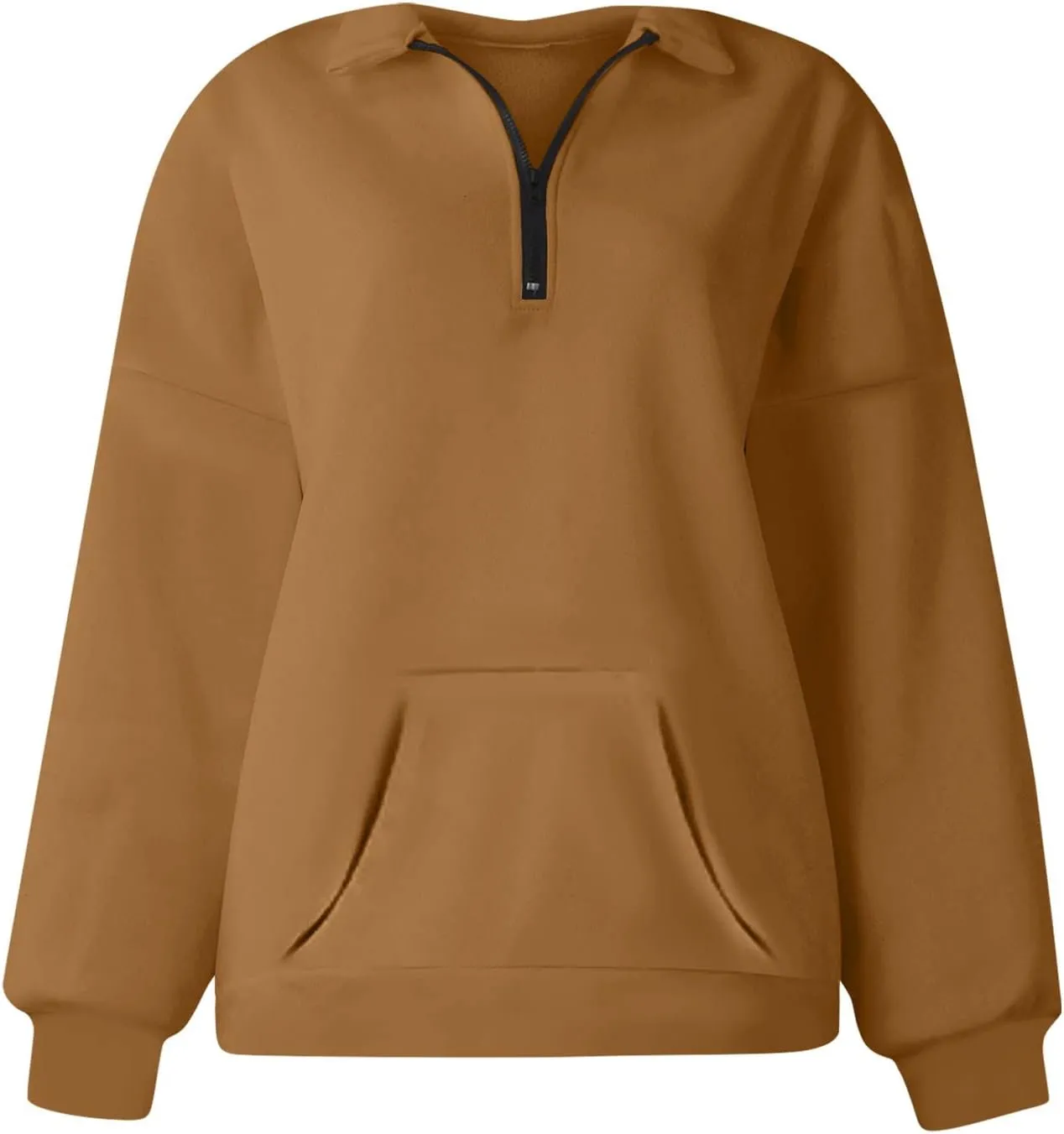 Half Zip Sweatshirt Women Pullover Long Sleeve Tops Fall 2024 Hoodies Y2K Solid Color Clothes With Pockets