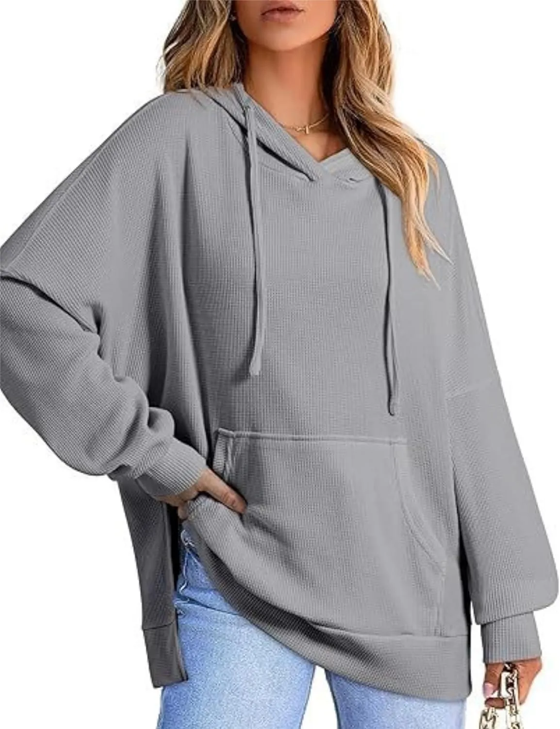 HangNiFang Oversized Striped Sweatshirt for Women Color Block Hoodies Pullover Top Long Sleeve Y2K Clothes