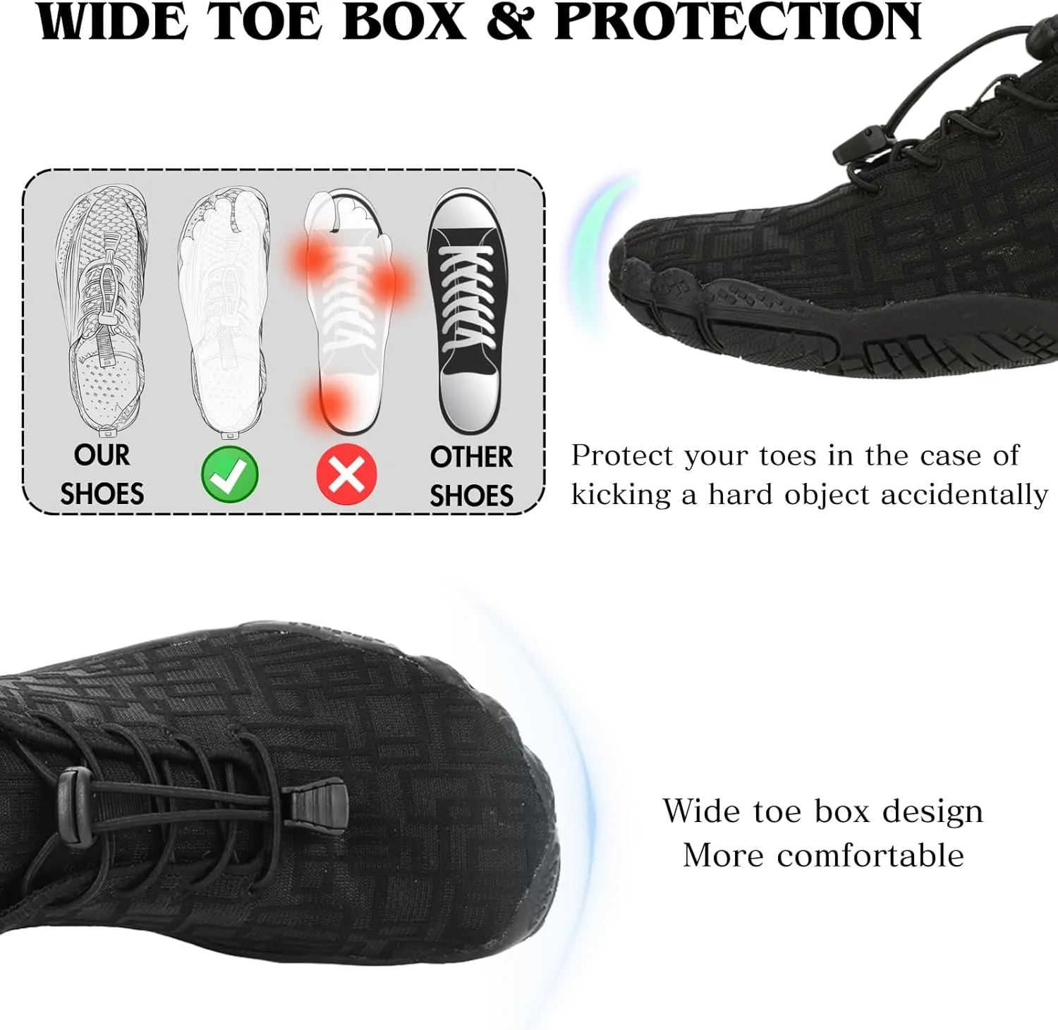 Hike Barefoot Shoes Womens Mens, Breathable & Non-Slip Water Shoes Wide Toe Box Zero Drop Minimalist Footwear