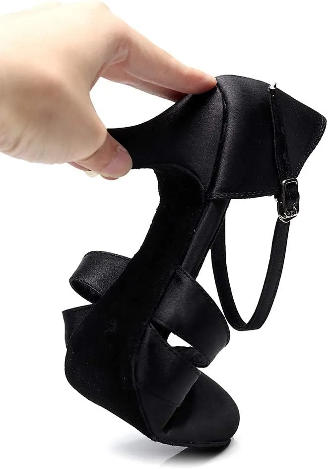 HIPPOSEUS Women's Latin Dance Shoes Satin Ballroom Wedding Party Dance Performance Dress Shoes,Model 1003