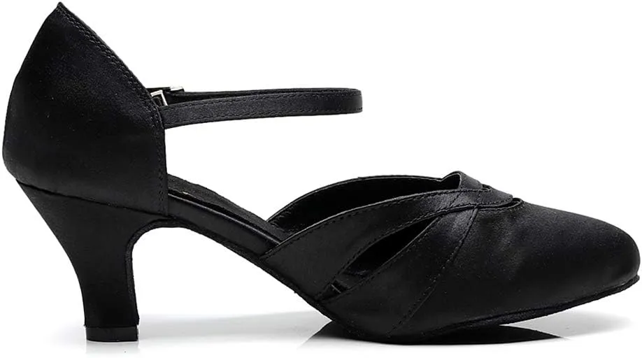 HIPPOSEUS Women's Latin Dance Shoes Satin Ballroom Wedding Party Dance Performance Dress Shoes,Model 1003
