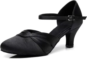 HIPPOSEUS Women's Latin Dance Shoes Satin Ballroom Wedding Party Dance Performance Dress Shoes,Model 1003