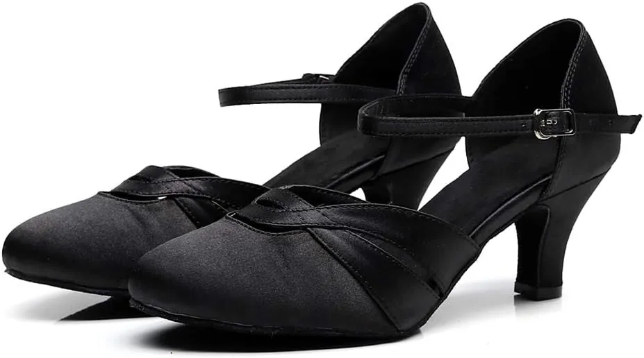 HIPPOSEUS Women's Latin Dance Shoes Satin Ballroom Wedding Party Dance Performance Dress Shoes,Model 1003