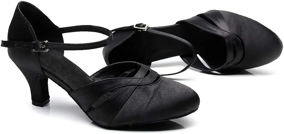 HIPPOSEUS Women's Latin Dance Shoes Satin Ballroom Wedding Party Dance Performance Dress Shoes,Model 1003