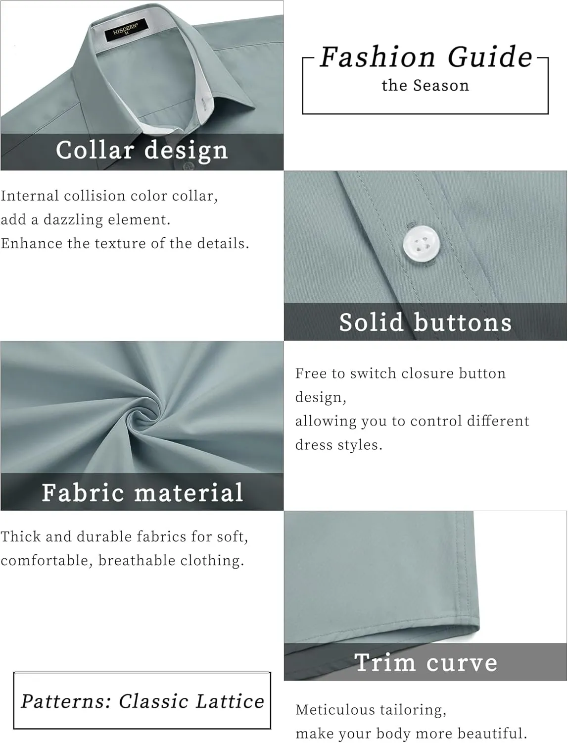 HISDERN Mens Short Sleeve Dress Shirts Business Casual Shirts for Men Button Down Shirt Formal Summer with Pocket