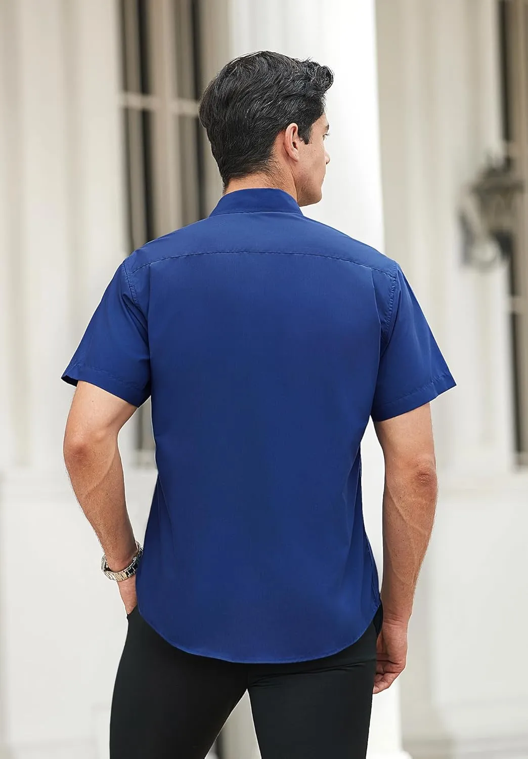 HISDERN Mens Short Sleeve Dress Shirts Business Casual Shirts for Men Button Down Shirt Formal Summer with Pocket
