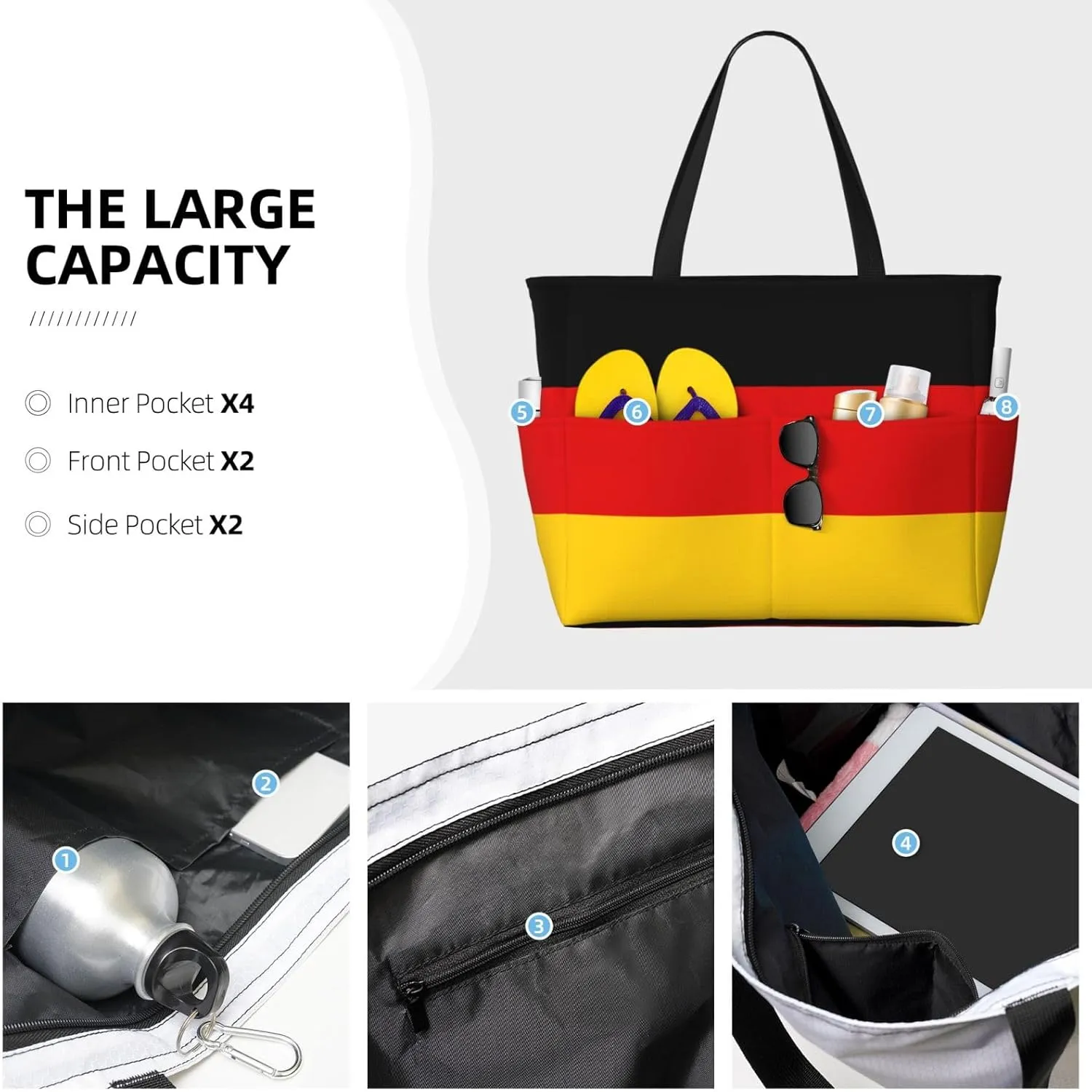 Honduras Flag Map Women Large Beach Bag Travel Weekender Foldable Tote Bag for Pool Beach Vacation Gym