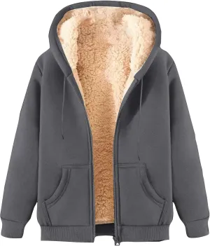 Hoodies for Men Heavyweight Fleece Sweatshirt Full Zip up Thick Sherpa Lined Jacket Winter Hooded Coat Warm Sweaters