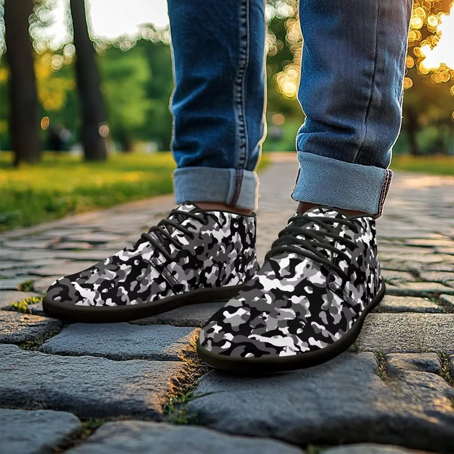 Howilath Camouflage Print Barefoot Shoes Men Waterproof Anti-Skid Casual Low Top Shoes Running Sneakers