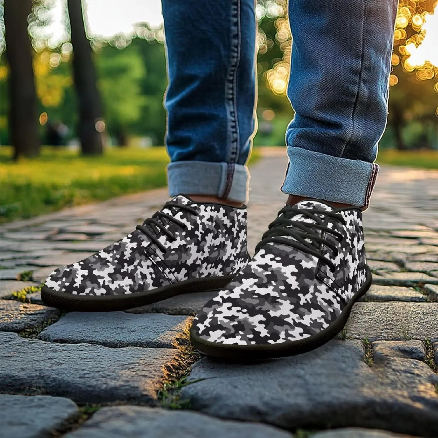 Howilath Camouflage Print Barefoot Shoes Men Waterproof Anti-Skid Casual Low Top Shoes Running Sneakers