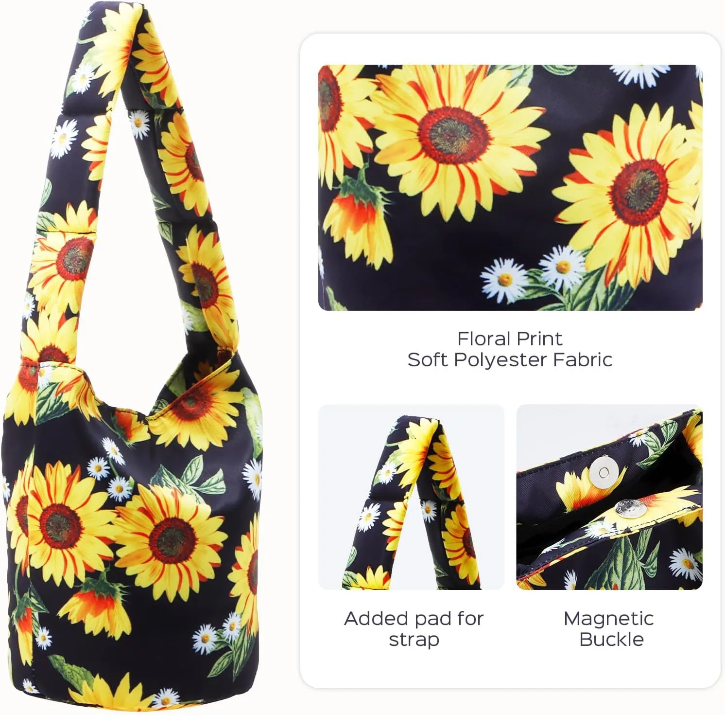 HUA ANGEL Small Bucket Bag for Women Floral Printed Shoulder Purses Mini Hobo Bag Top Handle Handbags for Travel Shopping