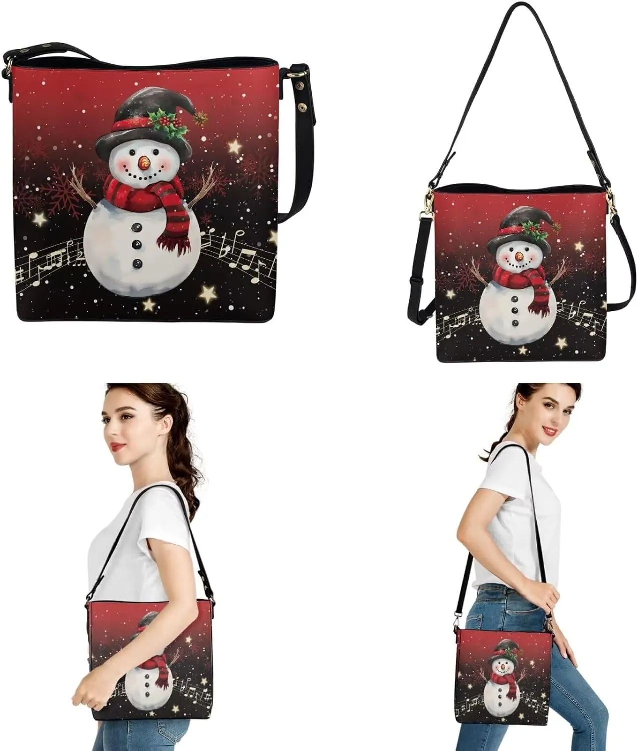 HUGS IDEA Hobo Bags for Women 2 Pieces PU Leather Handbags Purse Set Shoulder Bucket Crossbody Bags