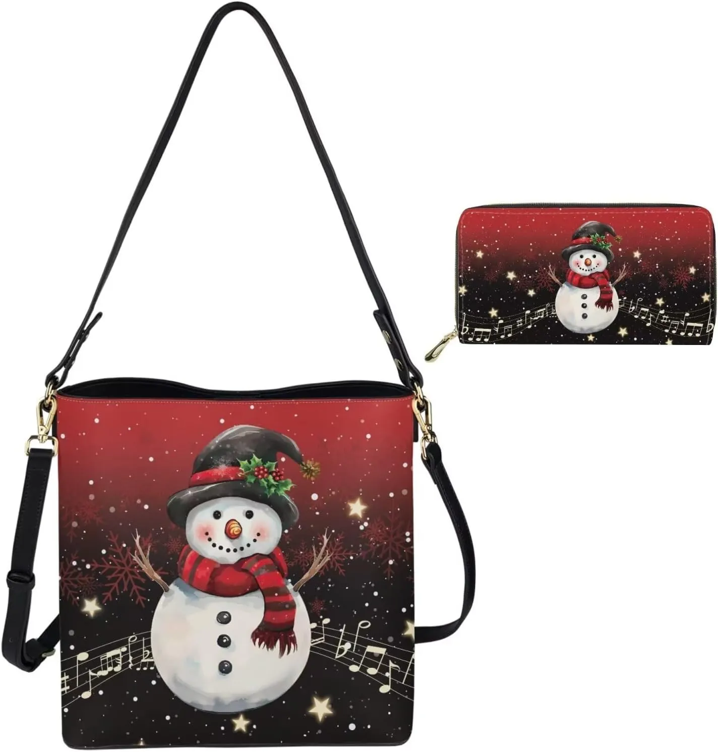 HUGS IDEA Hobo Bags for Women 2 Pieces PU Leather Handbags Purse Set Shoulder Bucket Crossbody Bags
