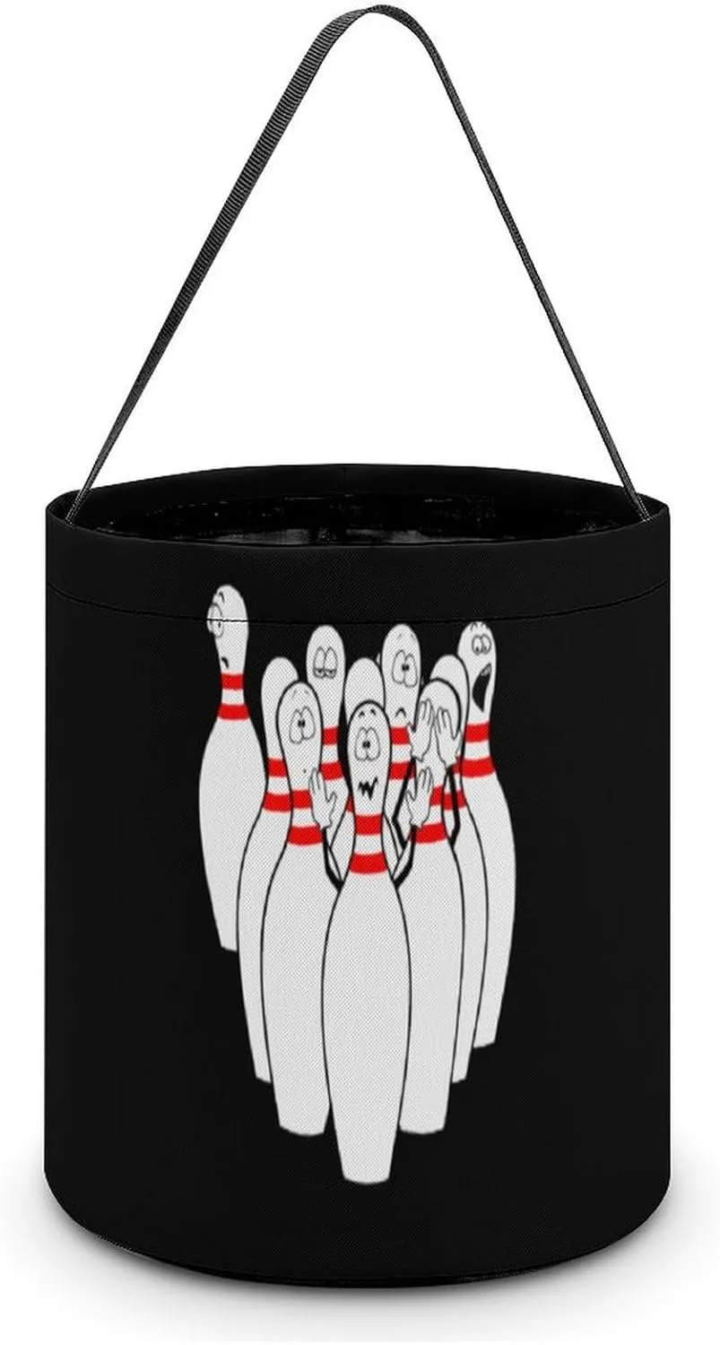 Humorous Bowling Funny Face Funny Easter Egg Bags Trick-o-r-Treat Tote Bag Reusable Bucket Storage Basket Handbag Party Novelty