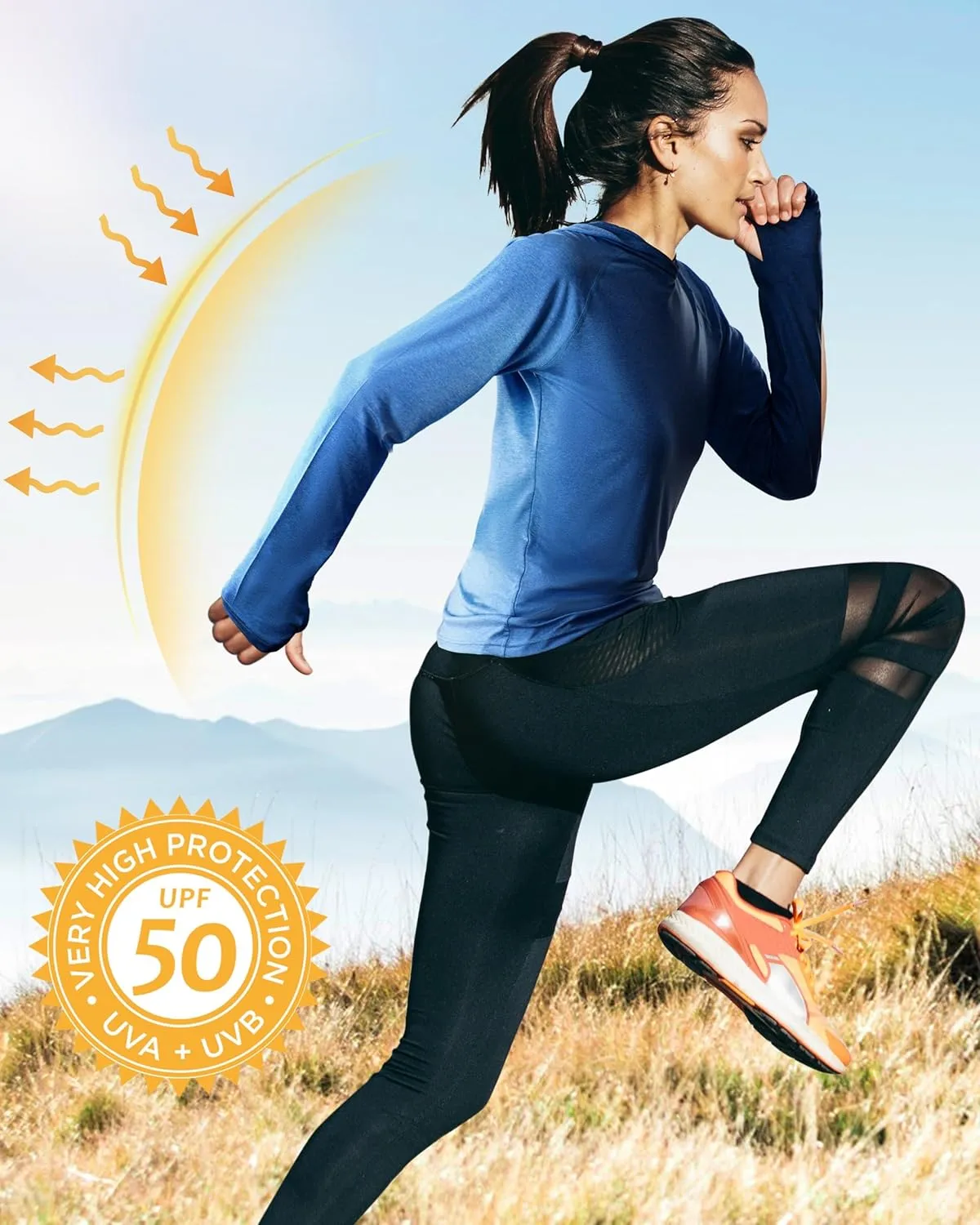 isnowood Womens Long Sleeve Rash Guard, Lightweight UV UPF 50  Sun Protection Shirts, Hiking Outdoor Running Fishing Clothing