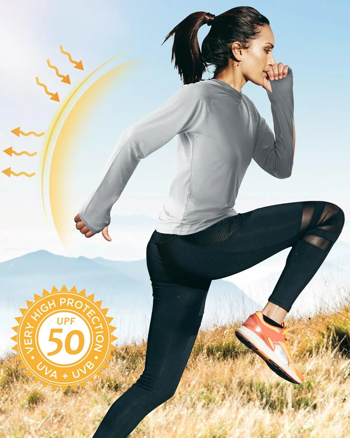 isnowood Womens Long Sleeve Rash Guard, Lightweight UV UPF 50  Sun Protection Shirts, Hiking Outdoor Running Fishing Clothing