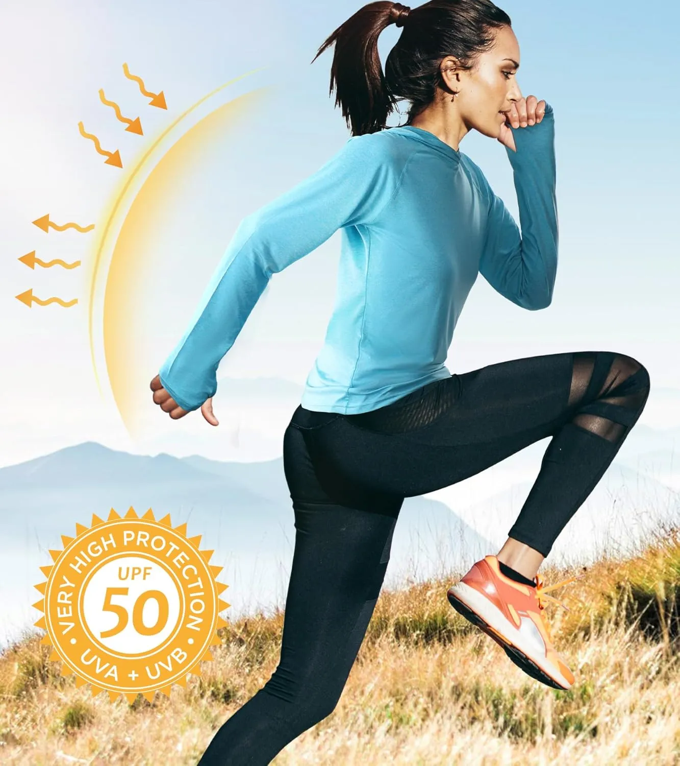 isnowood Womens Long Sleeve Rash Guard, Lightweight UV UPF 50  Sun Protection Shirts, Hiking Outdoor Running Fishing Clothing