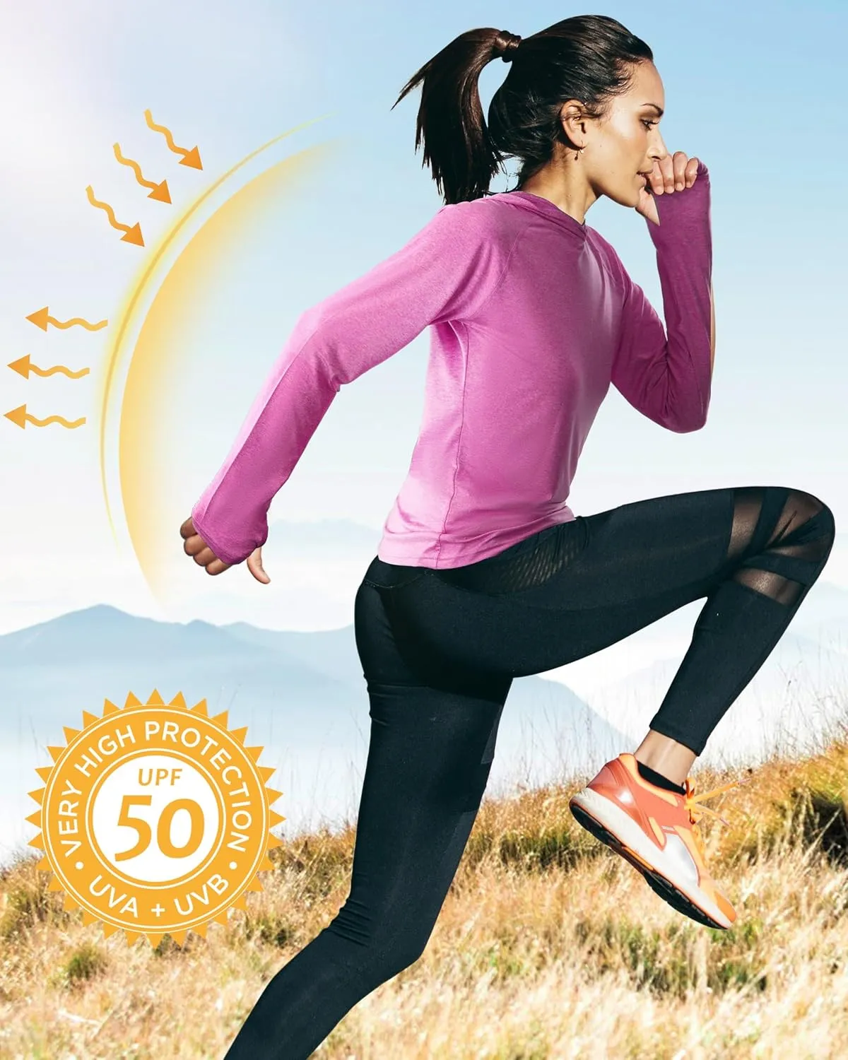 isnowood Womens Long Sleeve Rash Guard, Lightweight UV UPF 50  Sun Protection Shirts, Hiking Outdoor Running Fishing Clothing