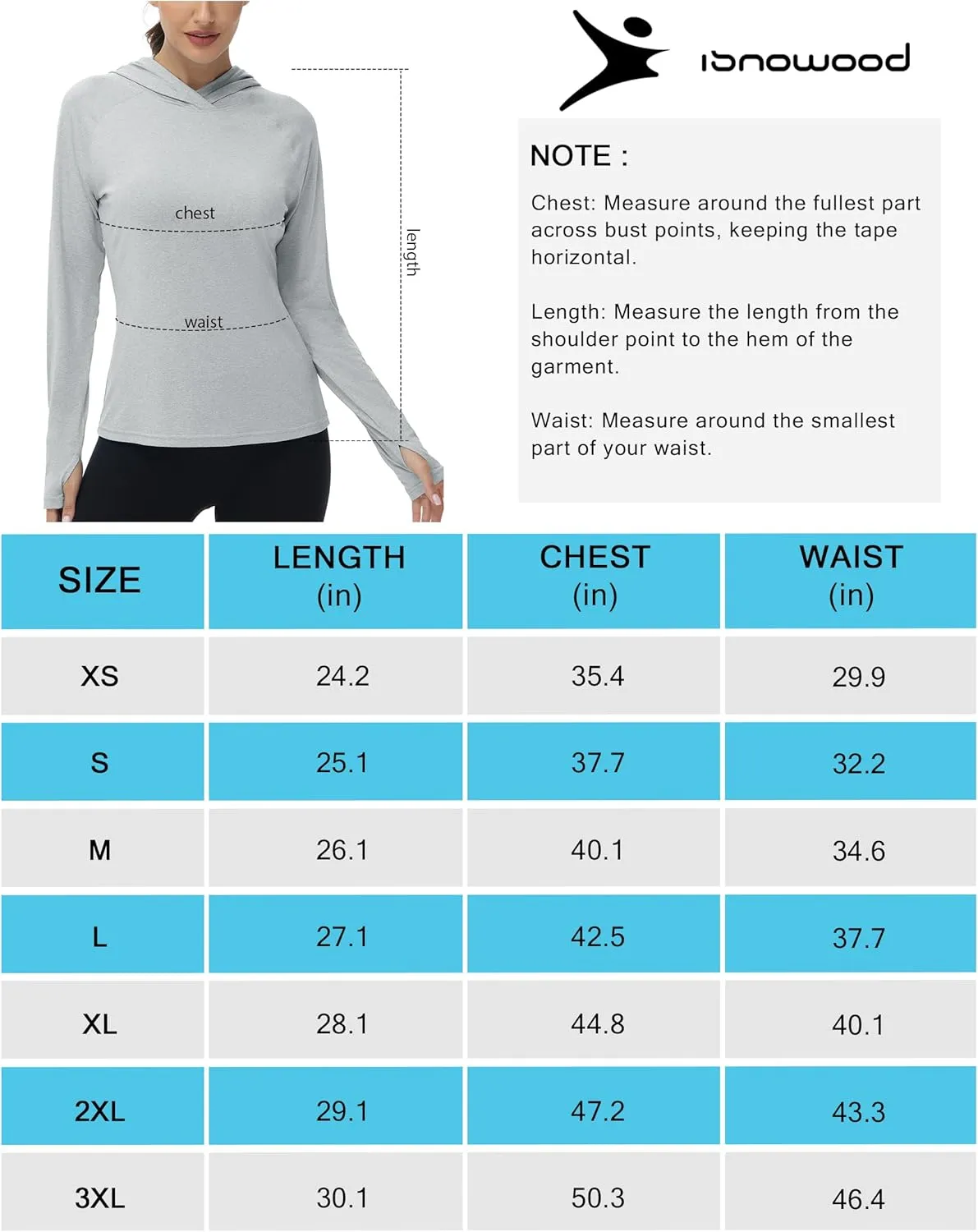 isnowood Womens Long Sleeve Rash Guard, Lightweight UV UPF 50  Sun Protection Shirts, Hiking Outdoor Running Fishing Clothing