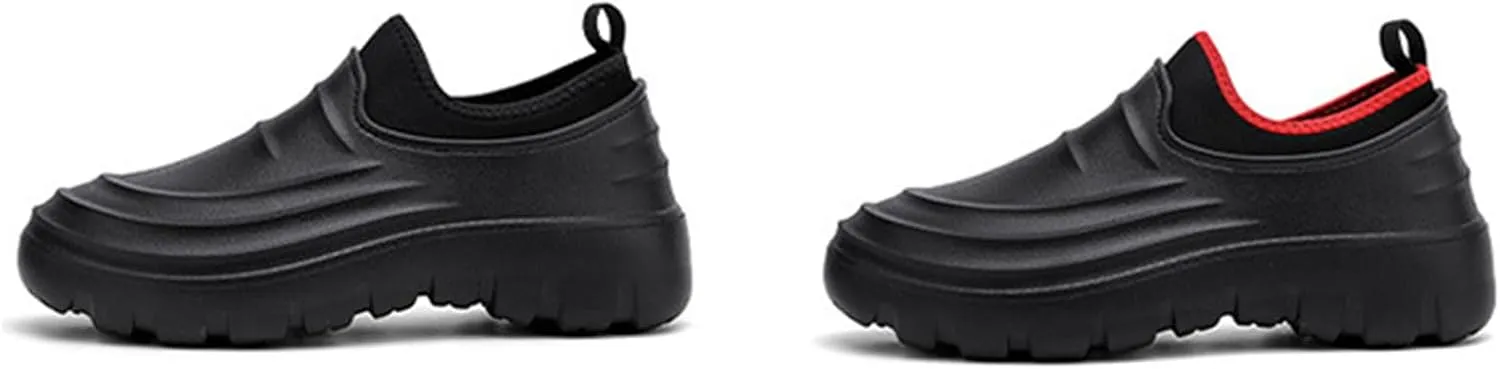 JiuQing Men's Rain Boots Waterproof Chef Shoes Low-Top Non-Slip Work Fishing Water Shoes