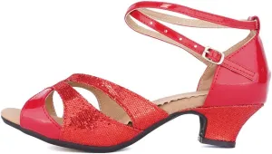 JUODVMP Womens Latin Dance Shoes Peep Toe Sequins Ballroom Dance Dress Shoes for Wedding Evening Shoes,DY05