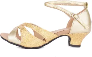 JUODVMP Womens Latin Dance Shoes Peep Toe Sequins Ballroom Dance Dress Shoes for Wedding Evening Shoes,DY05