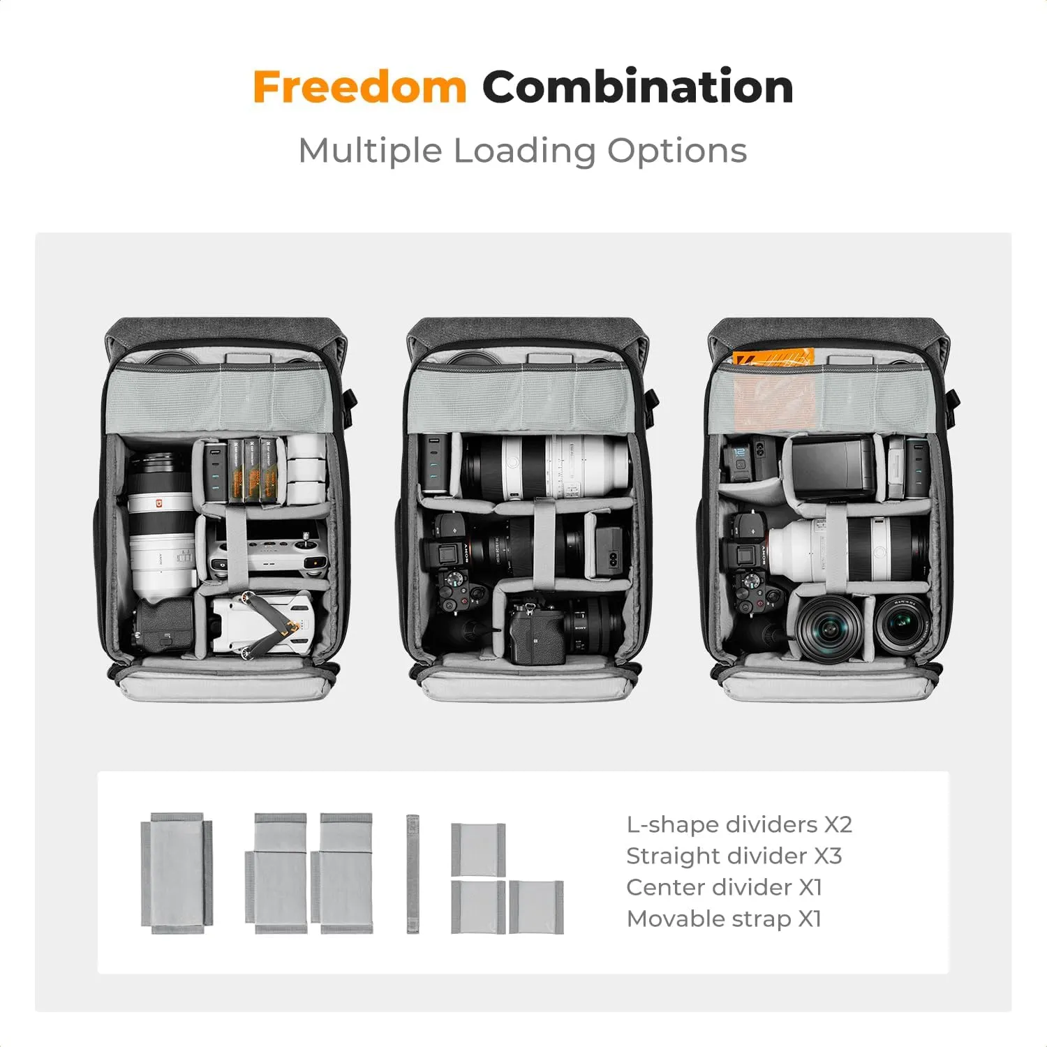 K&F Concept Camera Backpacks for Photographers Travel Bag with laptop compartment and Rain Cover Waterproof Multi-Functional Camera Bags for Dslr