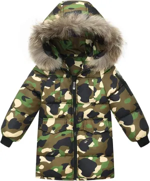 Kid Road Coat Children's Down Cotton Padded Camouflage Jacket Autumn And Winter Cotton Jacket For Boys And Girls Collar
