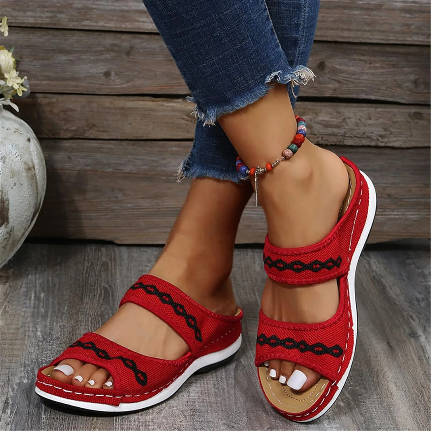 Ladmiple Comfortable Orthopedic Sandals For Women Dressy Summer Arch Support Orthotic Flip Flops Cute Walking Slides Shoes