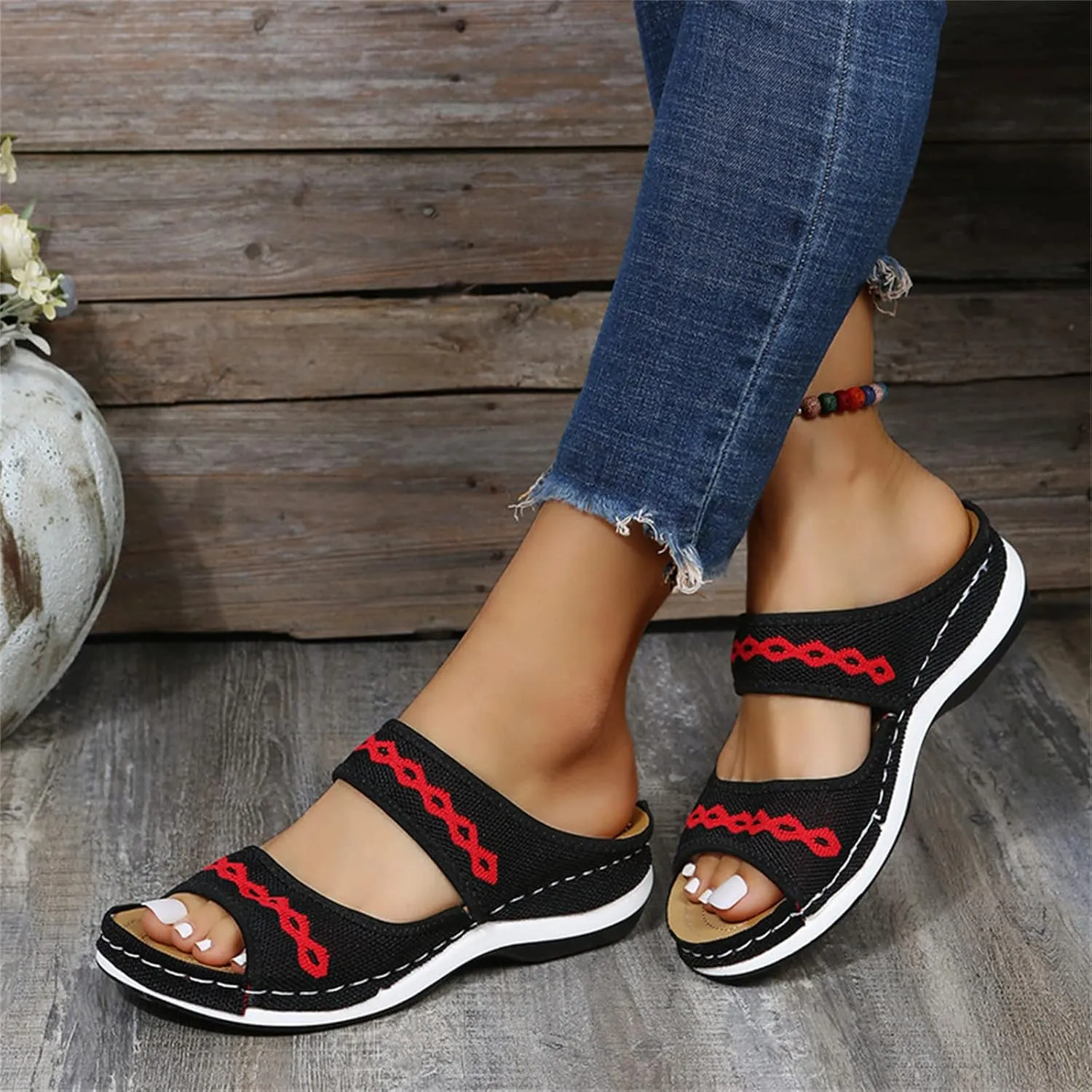 Ladmiple Comfortable Orthopedic Sandals For Women Dressy Summer Arch Support Orthotic Flip Flops Cute Walking Slides Shoes
