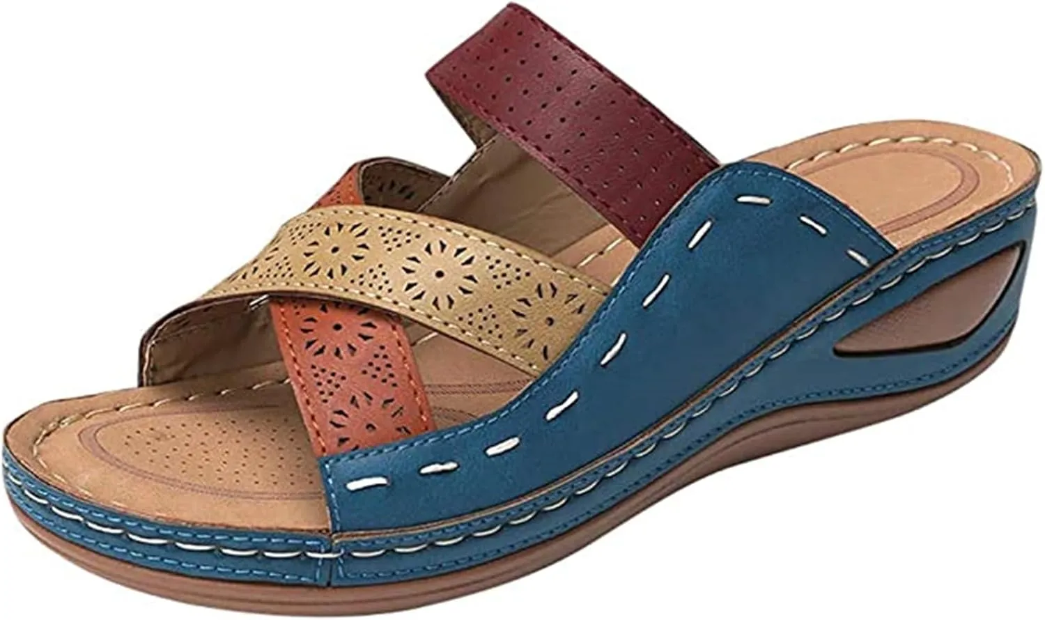 Ladmiple Fashion Sandals Women Dressy Summer Flat Orthotic Slides Comfortable Arch Support Walking Orthopedic Flip Flops