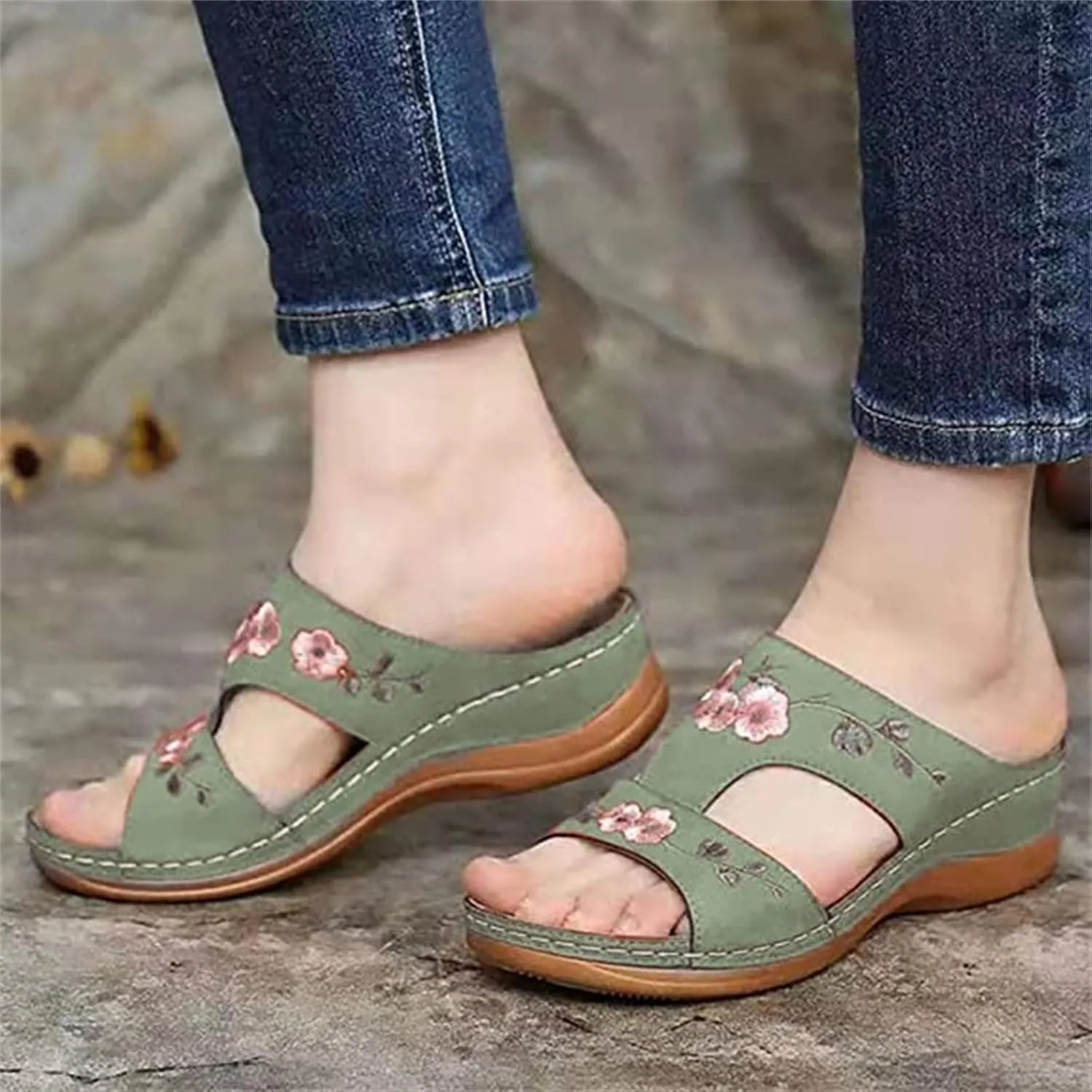 Ladmiple Orthopedic Sandals For Women Dressy Summer Comfortable Slip On Orthotic Flip Flops Walking Shoes With Arch Support