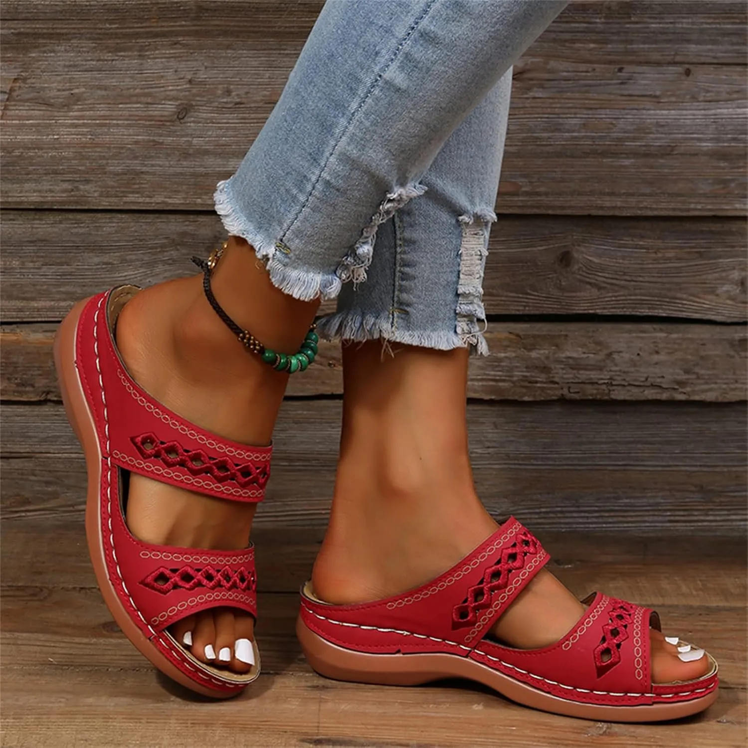 Ladmiple Orthopedic Sandals For Women Elegant Comfort Orthotic Walking Sandals Arch Support Slides Dressy Summer Flip Flops