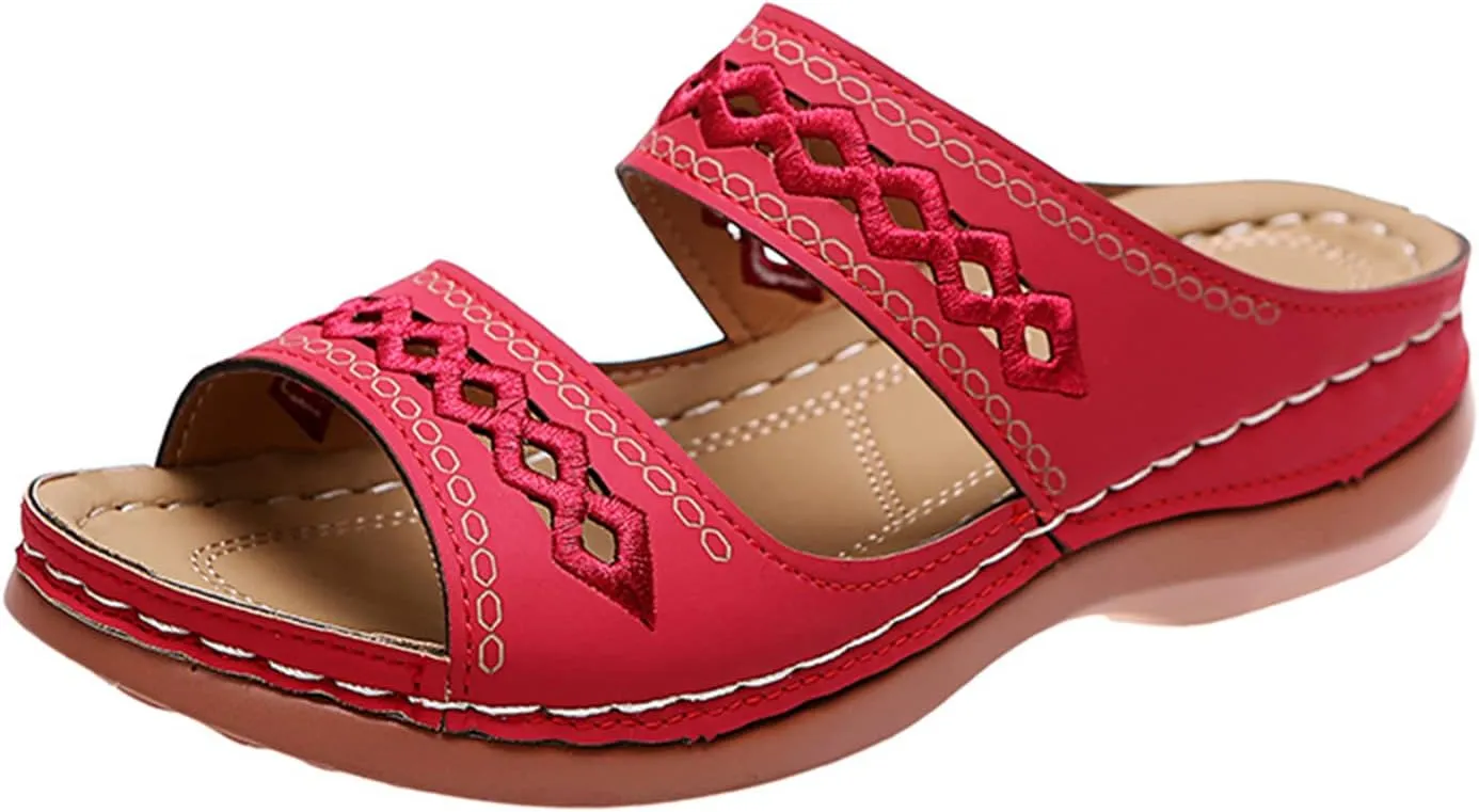 Ladmiple Orthopedic Sandals For Women Elegant Comfort Orthotic Walking Sandals Arch Support Slides Dressy Summer Flip Flops
