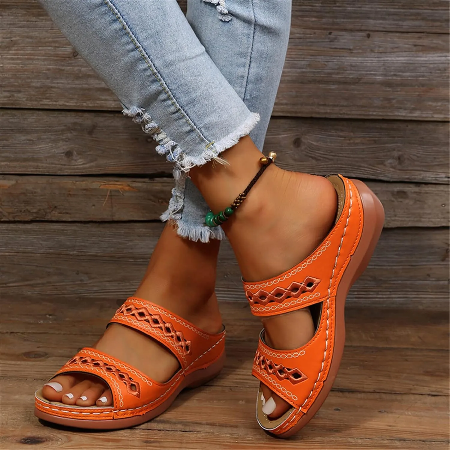 Ladmiple Orthopedic Sandals For Women Elegant Comfort Orthotic Walking Sandals Arch Support Slides Dressy Summer Flip Flops