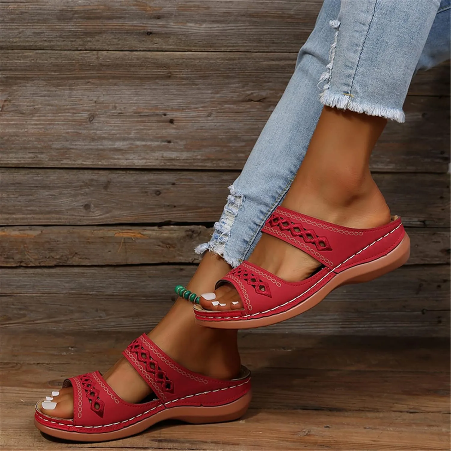 Ladmiple Orthopedic Sandals For Women Elegant Comfort Orthotic Walking Sandals Arch Support Slides Dressy Summer Flip Flops