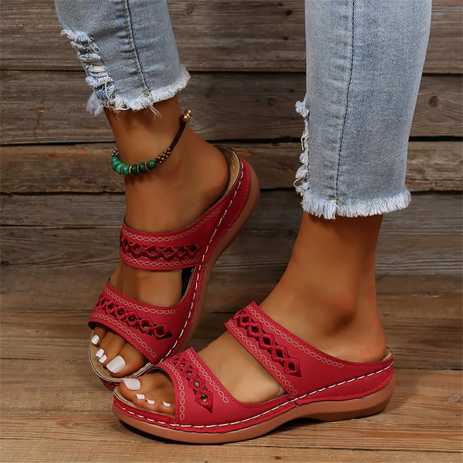 Ladmiple Orthopedic Sandals For Women Elegant Comfort Orthotic Walking Sandals Arch Support Slides Dressy Summer Flip Flops