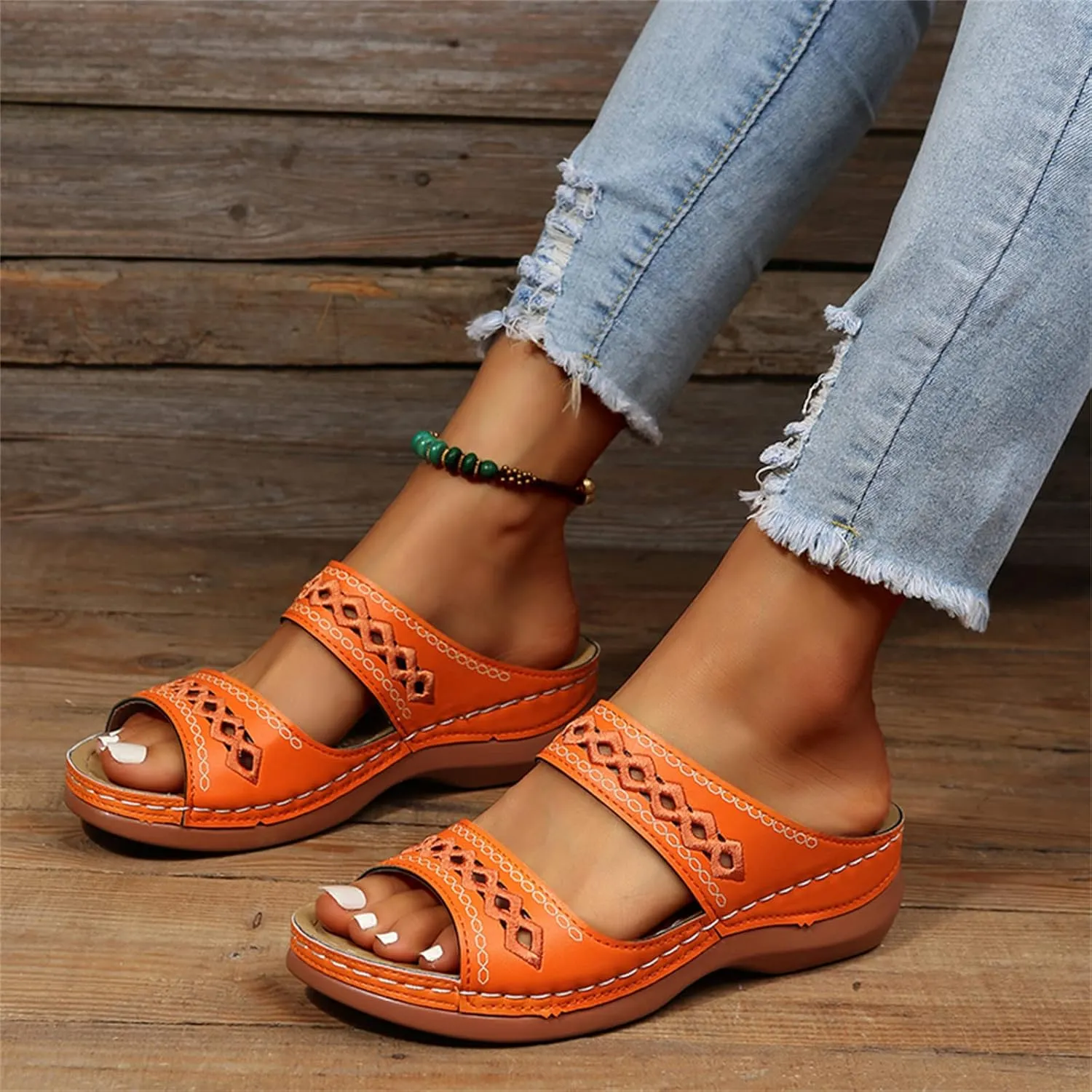 Ladmiple Orthopedic Sandals For Women Elegant Comfort Orthotic Walking Sandals Arch Support Slides Dressy Summer Flip Flops